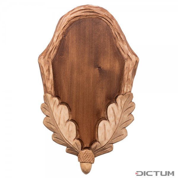 Hand-Carved Trophy Plate »Roebuck«, Multiple Stained