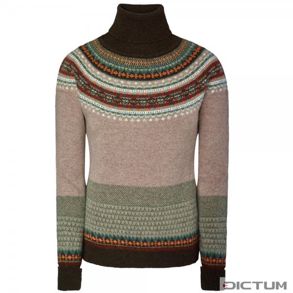 Eribé Fair Isle Ladies Turtleneck Sweater, Brown, Size XXL