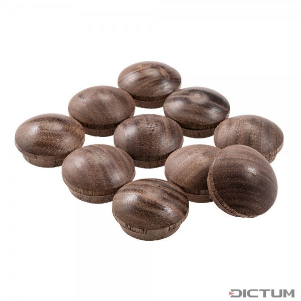 Dřevěné krycí víčka, ořech, Ø 20 mm, 10 kusů