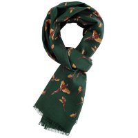Hunting Scarf, Double Hunting Scarf, Double Sided, Pheasant, Green, 175 x 68 cm