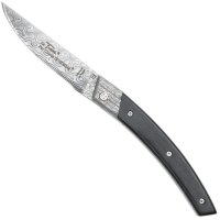 Le Thiers RLT Folding Knife Damascus, Ebony Wood