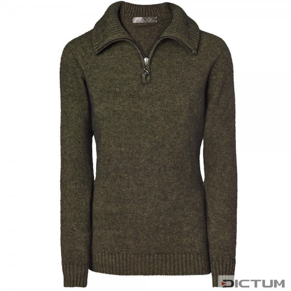 Ladies Zip Sweater, Merino-Possum, Brown Melange, Size 40