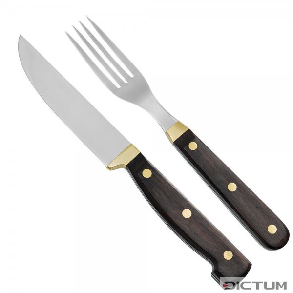 Rustic Cutlery Set, Ebony, with Farmhouse-style Table Knife
