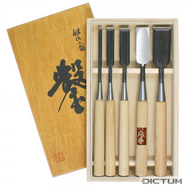 Set di sgorbie piane lunghe Hattori, 5 pezzi