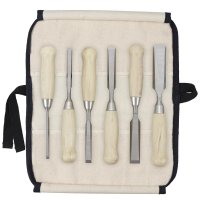 DICTUM Chisel, Short Pattern, 6-Piece Set, in Cotton Tool Roll