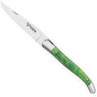 Zavírací nůž Laguiole, topolové dřevo burl zelené barvy