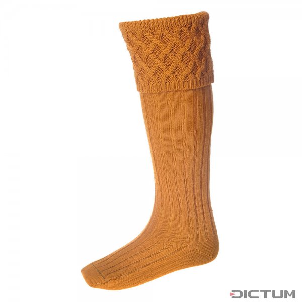 House of Cheviot Pánské lovecké ponožky RANNOCH, okrová barva, velikost M (42 -