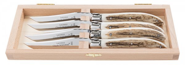 Стейковый и столовый нож Laguiole, олений рог, набор из 4 шт.