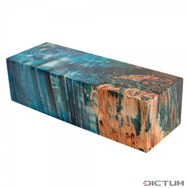 Acero spalted, multicolore, stabilizzato, blocco, 140 x 43 x 33 mm