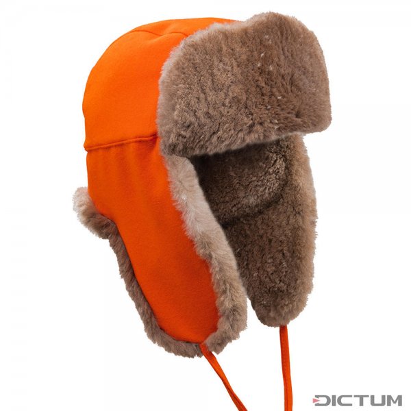 Fur Cap for Drive Hunting, Sheared Red Fox/Loden, Size 58