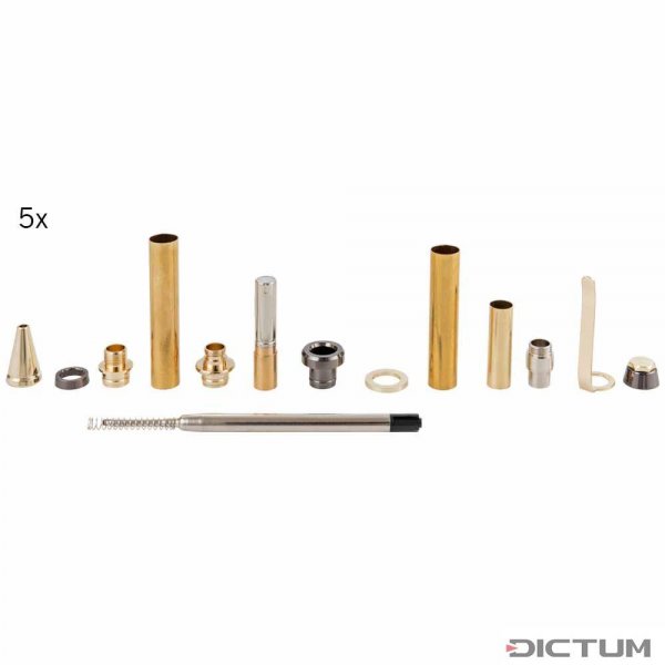 »Cigar« Ballpoint Pen Set, Gold/Gunmetal, 5 Pieces
