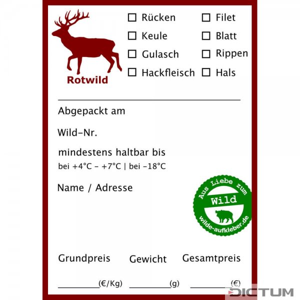 Hunting Labels for Vacuum Bags, Red Deer Motif