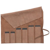 Deluxe Knife Roll, Horse Leather with Kevlar Reinforcement, 6 Pockets, Bark