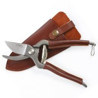 Arno French Small Pruning Shears, Leather Handle