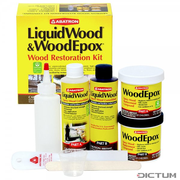 Abatron木材修复套装，LiquidWood和WoodEpox。