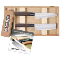 Juego de cuchillos japoneses con piedra de afilar combinada y DVD de afilado