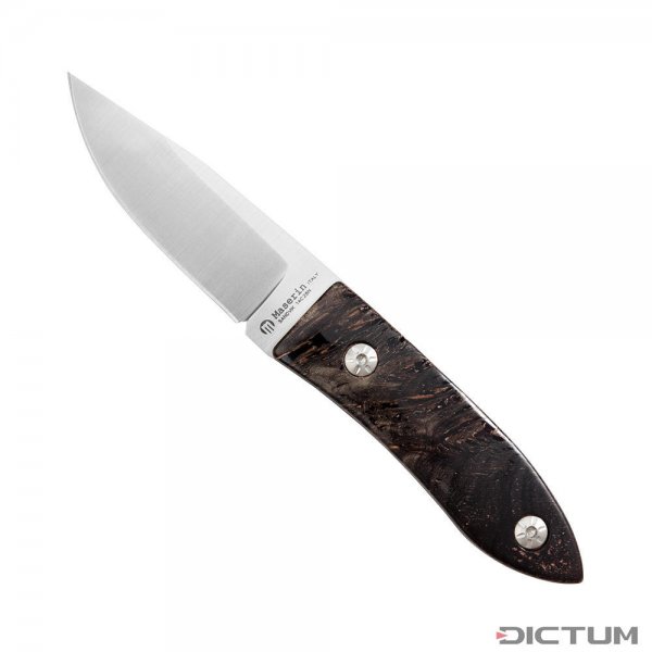 Couteau Maserin AM22, bois de peuplier veiné stabilisé, noir