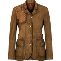 Blazer de chasse en cuir Blazer de chasse en cuir pour femme » Norfolk Lady «, vert forêt, taille 34