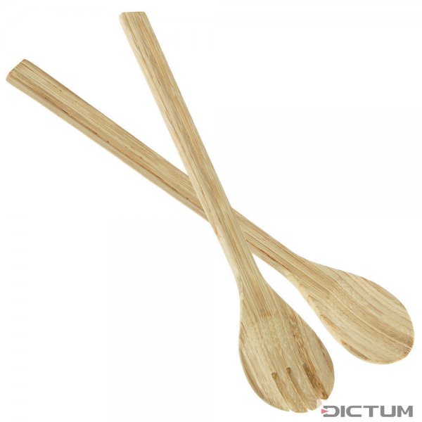 Bambusowe łyżki do sałatek, kolor naturalny, długie