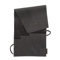Messer-Rolltasche, Messer-Rolltasche, Rindsleder, 4 Fächer, schwarz