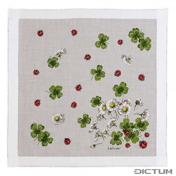 Handkerchief with Ladybird Motif, Cotton, White