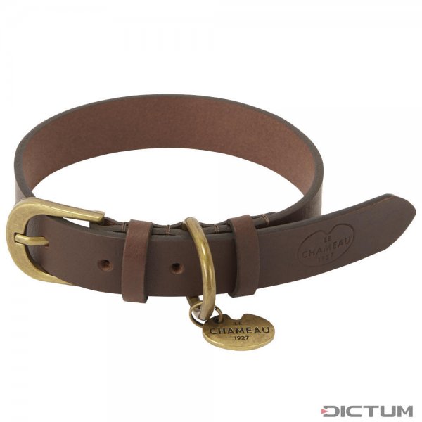 Le Chameau Dog Collar, Leather, Dark Brown, Size M