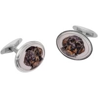 Hand-painted »Dachshund« Cufflinks, Silver