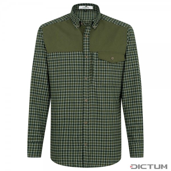 男士户外衬衫，格子，绿色/米色，尺寸44