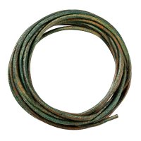 Cowhide Lace, Ø 2 mm, Cowhide Lace, Ø 2 mm, Round, Antique Green, 1.8 m