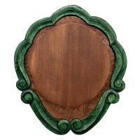 Ręcznie rzeźbiona tabliczka trofeum „Odyniec”, bejcowana na brązowo/zielono