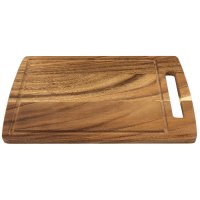 Petite planche à découper Petite planche à découper en acacia, poignée et sillon pour l’écoulement du jus