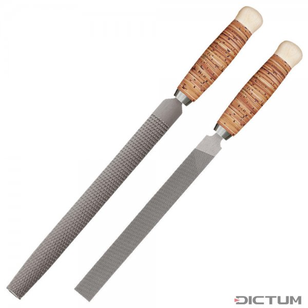 桦树皮手柄的锉刀和锉刀套装，2件。