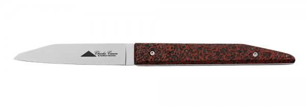 Le Terril Folding Knife, Stabilised Carbon, Red