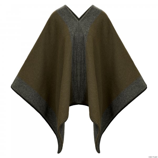 Johnstons of Elgin Schurwoll-Poncho, oliv/grau