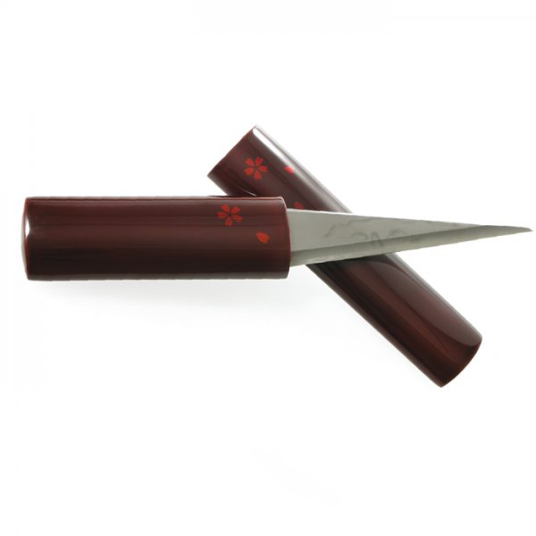 Suminagashi Kogatana with Urushi Handle, Pattern Cherry Blossom