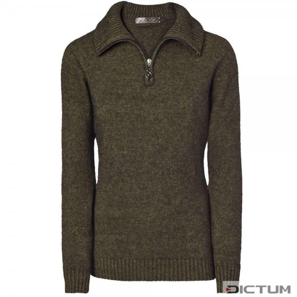 Suéter con cremallera para mujer Merino-Pósum, marrón mélange, talla 34