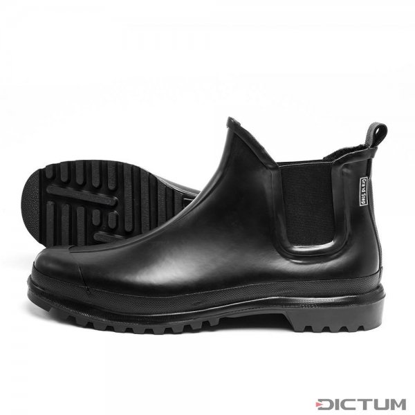 Grand Step Men's Rubber Boots, Natural Rubber, Black, Size 43