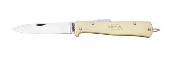 Mercator Pocket Knife, Brass, Carbon Steel Blade, Large