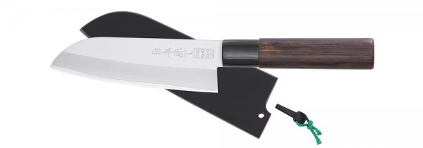Универсальный нож Saku Hocho, с деревянными ножнами, Santoku