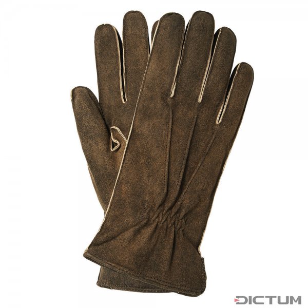 UDINE Men’s Gloves, Goat Suede, Cashmere Lining, Walnut, Size 8.5