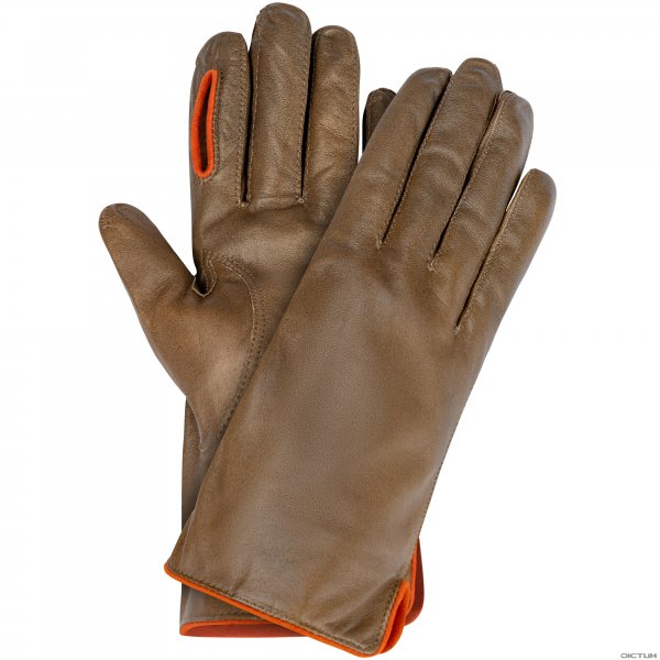 Pánské střelecké rukavice TERLANO, antická kůže, bez podšívky, olivová barva, ve
