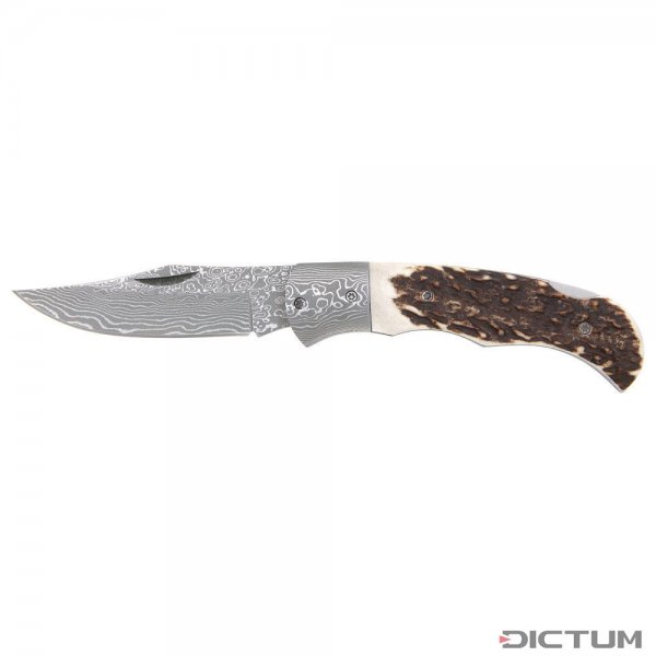Cuchillo plegable Suminagashi, cuerno de ciervo, Clip Point