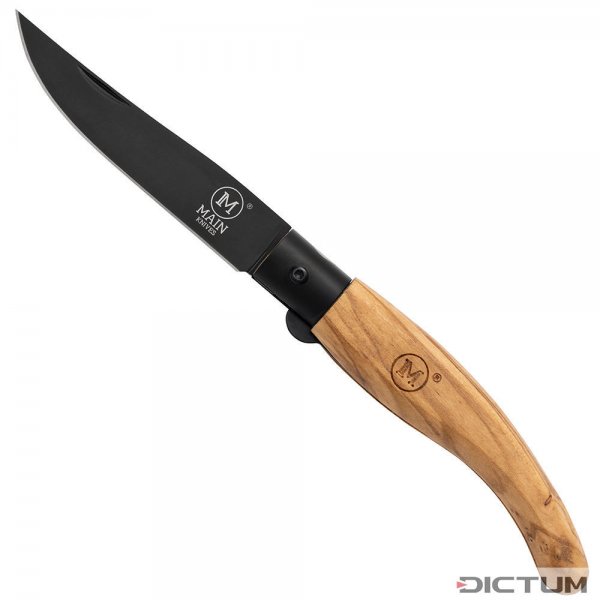 MAIN »Spanish Line« Folding Knife, Titanium-coated, Olive Wood