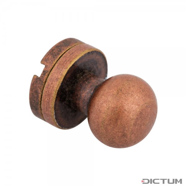 Bouton de col Ivan, rivet à visser 7 mm, cuivre antique