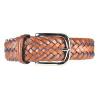 Athison Braided Leather Athison Braided Leather Belt, Brown/Light Blue, XS-S