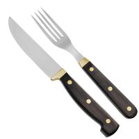 Rustic Cutlery Set, Ebony, with Farmhouse-style Table Knife