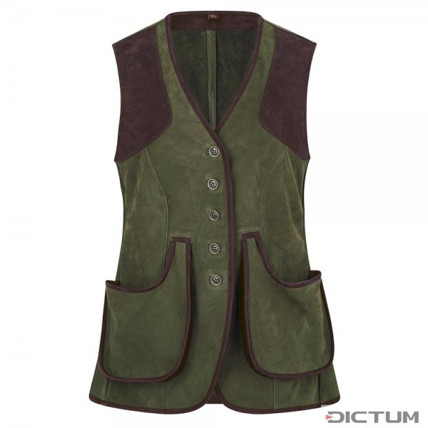 Rey Pavón Ladies’ Leather Shooting Vest, Green/Brown, Size S