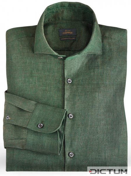 Men's Shirt, Linen, Dark Green, Size 43