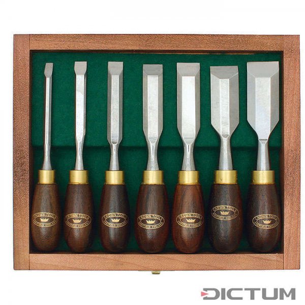 Crown Mini Chisels, Stained Beech Handle, 7-Piece Set