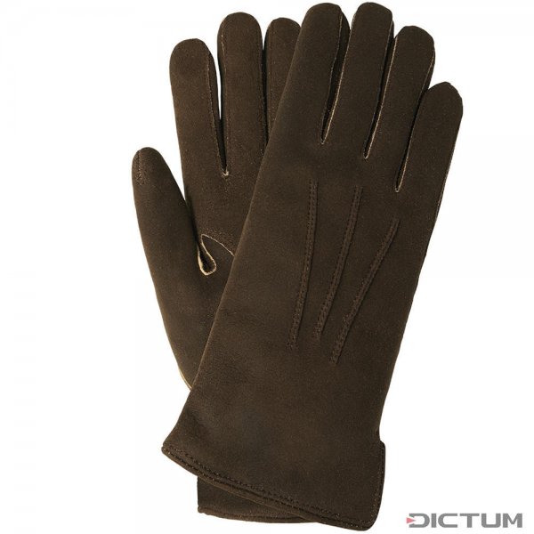 RIED Ladies Gloves, Roe Deerskin, Cashmere Lining, Dark Brown, Size 6.5